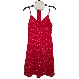Better Together Red Polka Dot Dress V-Neck Thin Spaghetti Strap Dress w/Scarf